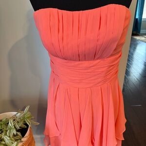 David’s Bridal Pink Strapless Bridesmaid Dress – Style F14169 Size 10